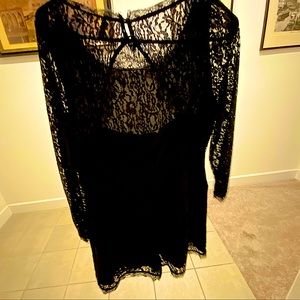 Black lace long sleeve dress